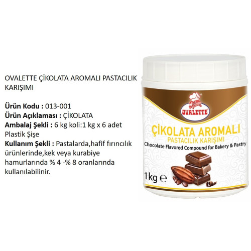 Ovalette Past. Karışımı Çikolata Aromalı 1 kg