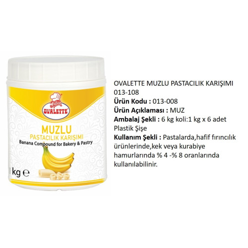Ovalette Past. Karışımı Muzlu 1000 g