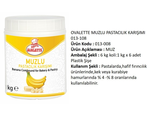 Ovalette Past. Karışımı Muzlu 1000 g