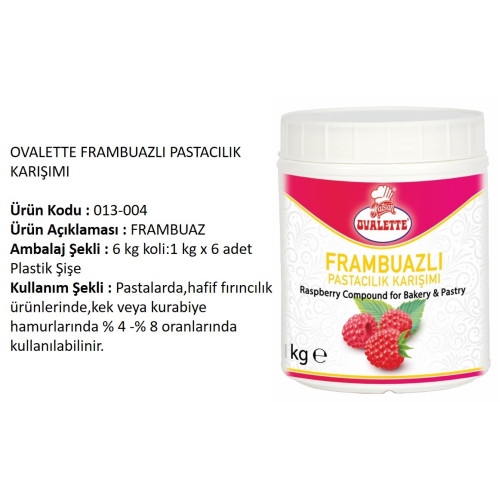 Ovalette Past. Karışımı Frambuazlı 1000 g