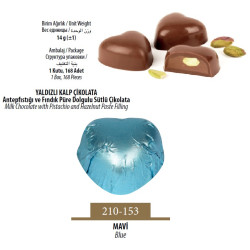 Schöne Yaldızlı Kalp Çikolata Mavi 168 Adet