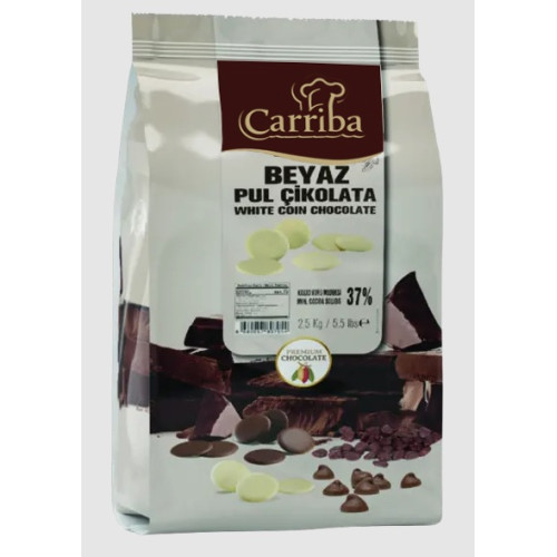Carriba %37 Extra Fildişi Pul Çikolata 2,5 kg
