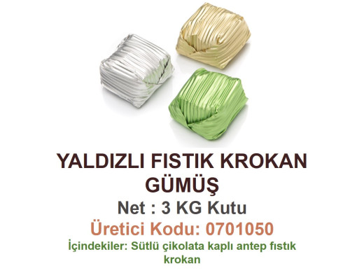 Mld Yaldızlı Fıstık Krokan  Gümüş 3 kg