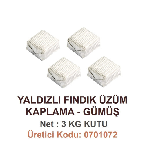 Mld Yaldızlı Fındık Kaplama Üzümlü-Gümüş 3 kg