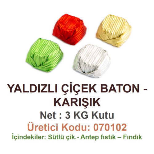 Mld Yaldızlı Çiçek Baton  Karışık 3 kg