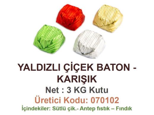 Mld Yaldızlı Çiçek Baton  Karışık 3 kg