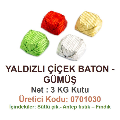 Mld Yaldızlı Çiçek Baton Fıstıklı Gümüş 3 kg