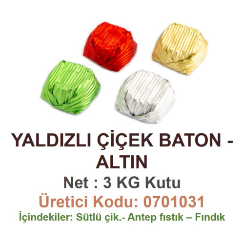 Mld Yaldızlı Çiçek Baton Fıstıklı Altın 3 kg