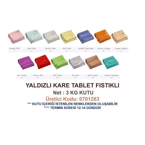 Mld Yaldızlı Kare Tablet Fıstıklı 3 kg