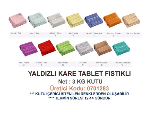 Mld Yaldızlı Kare Tablet Fıstıklı 3 kg