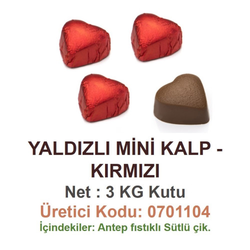 Mld Yaldızlı Mini Kalp  Kırmızı 3 kg