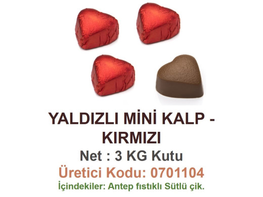 Mld Yaldızlı Mini Kalp  Kırmızı 3 kg