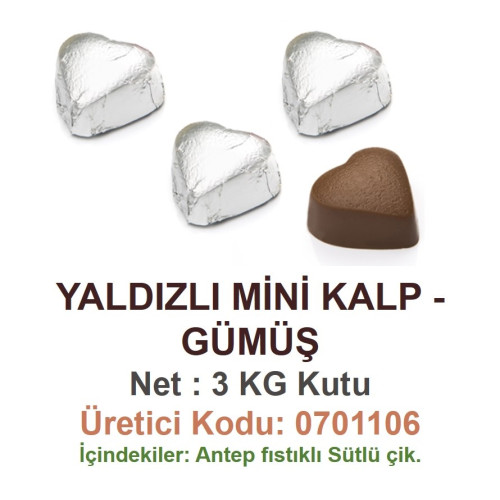 Mld Yaldızlı Mini Kalp  Gümüş 3 kg