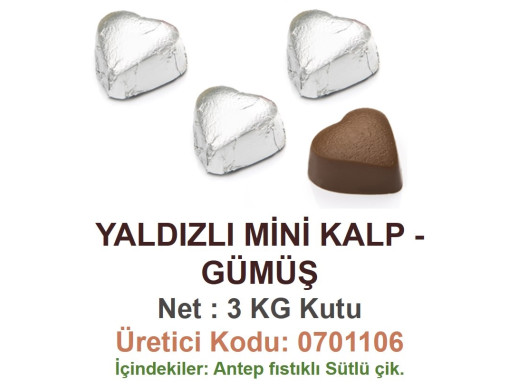 Mld Yaldızlı Mini Kalp  Gümüş 3 kg