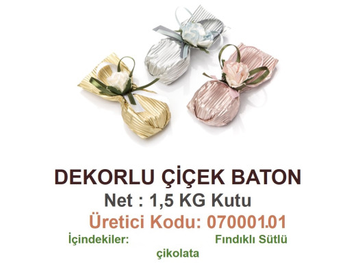 Mld Dekorlu Çiçek Baton Fındıklı 1,5 kg