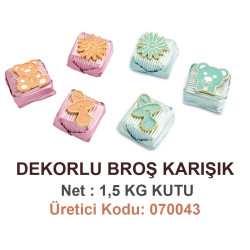 Mld Dekorlu Broş Karışık Mavi-Pembe 1,5 kg