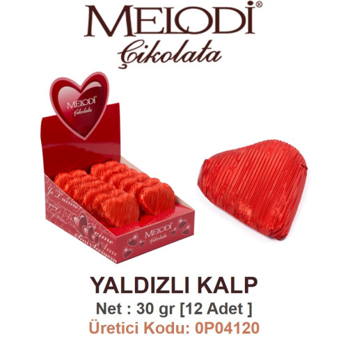 Mld Yaldızlı Fıst.Kalp 30 gr 12 Adet