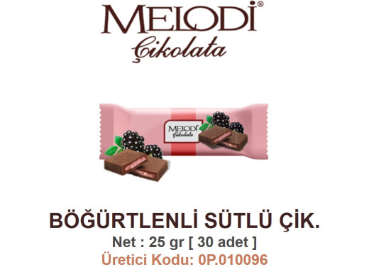 Mld Böğürtlenli Sütlü Çikolata 30 Adet 25 gr