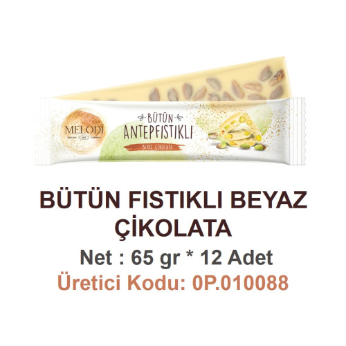 Mld Bütün Antep Fıstıklı Beyaz Çik 65 g 12