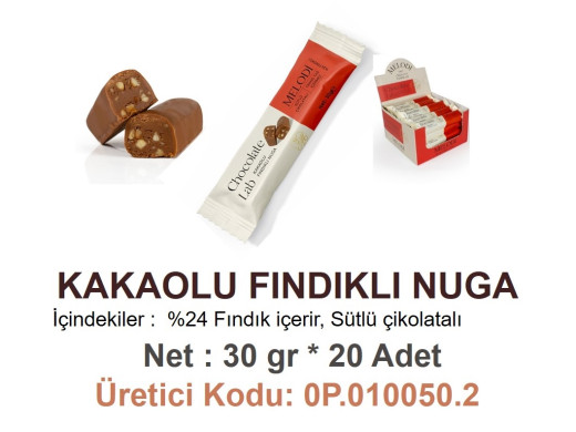 Mld Kakaolu Fındıklı Nuga 30 gr 20 Adet