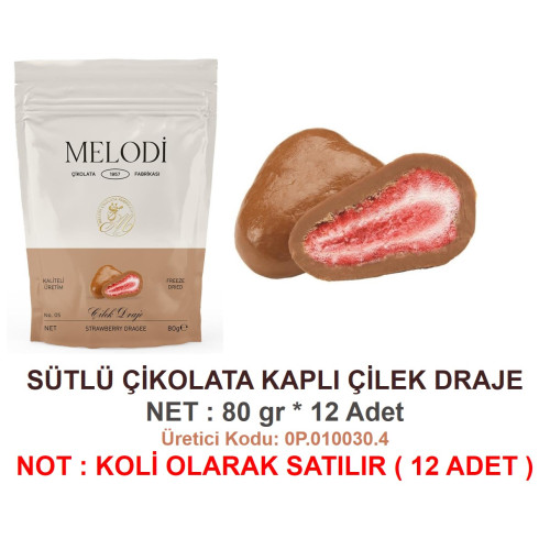 Mld-Sütlü Çikolata Kaplı Çilek Draje 80 g 24 Pkt