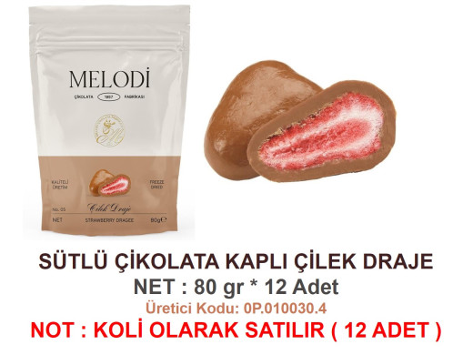 Mld-Sütlü Çikolata Kaplı Çilek Draje 80 g 24 Pkt