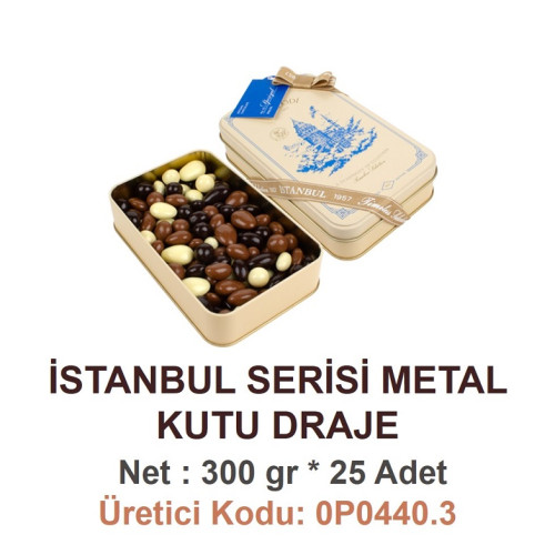 İstanbul Serisi Metal Kutu Draje 300 gr 24 Ad