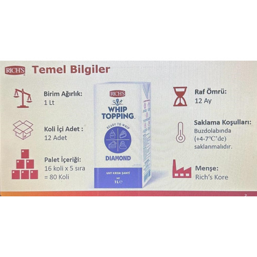 Rich Dıamond Uht Krem Şanti 1 lt 12 Adet