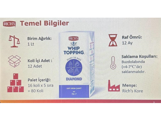 Rich Dıamond Uht Krem Şanti 1 lt 12 Adet