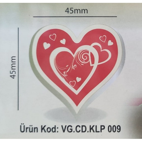 Kor.Dekor Kalp Kırmızı 288 Ad Klp.009