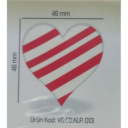 Kor.Dekor Kalp Kırmızı Çizgili 288 Ad Klp.013