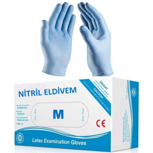 Nitril Eldiven Mavi Medium Pudrasız