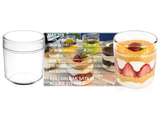 May-318 Magnolya Kapaklı Kavanoz 330 cc 210 Adet