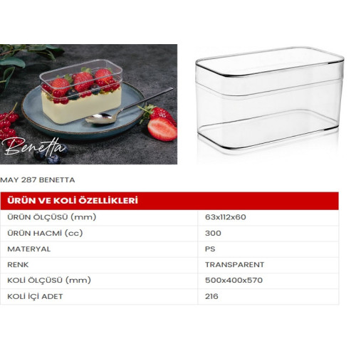 May-287 Benetta Kapaklı Kap 300 cc 216 Adet