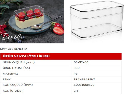 MAY-287 BENETTA KAPAKLI KAP 300cc [ 216 ADET]