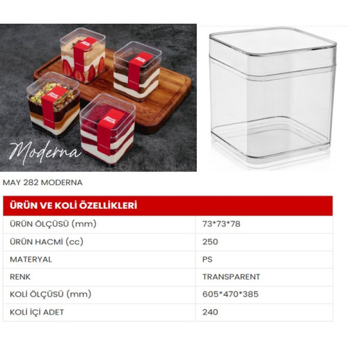 May-282 Moderna Kapaklı Kap250 cc 240 Adet
